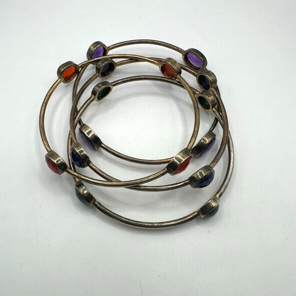 Lot of 4 Bangle Bracelets Casual Bohemian Boho Stackable Set Colorful Casual - Picture 6 of 9